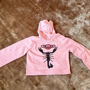 The Elder Statesman Pink Hoodie w Scorpion and Planet Graphic On Back. Size S